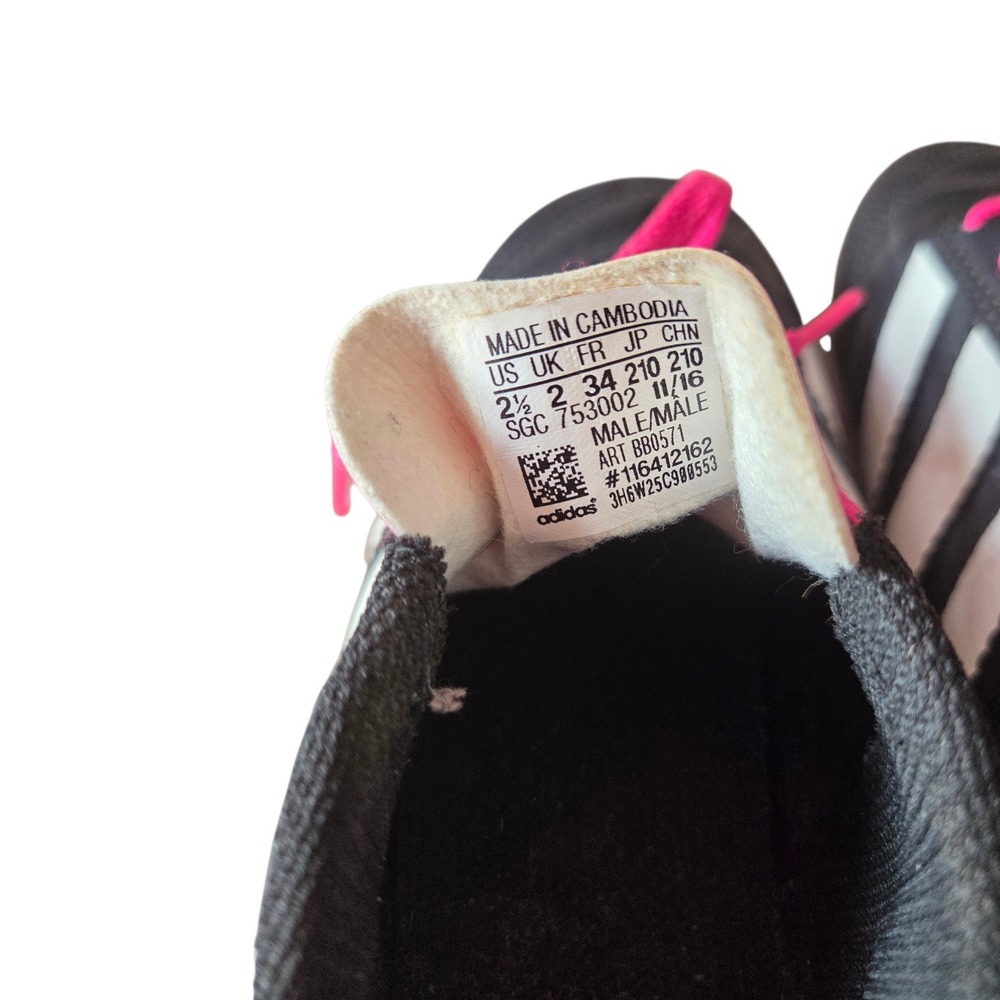 Adidas Youth Soccer Cleats Black Pink FG Firm Ground Size 2.5 - Picture 4 of 5